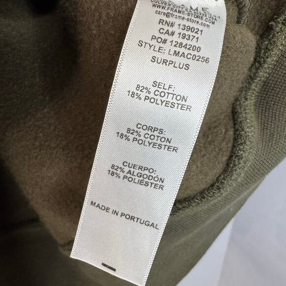 FRAME MEN’s Hooded Zip-Collar Sweatshirt Green Men's XL - Picture 13 of 13